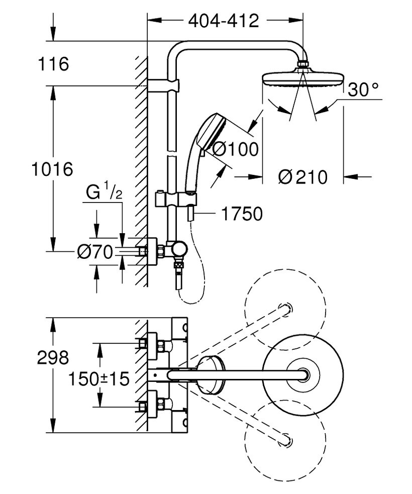 Душ система Grohe New Tempesta Cosmopolitan 210 (1)