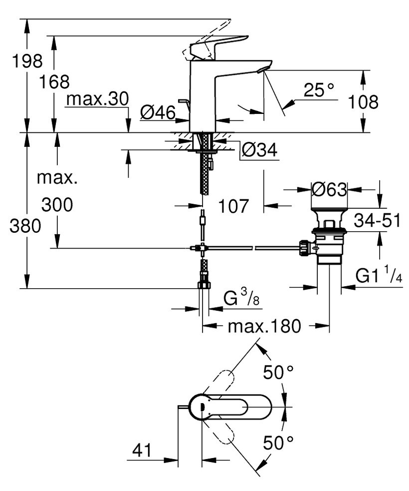 Батерия за мивка Grohe Bau Edge (1)