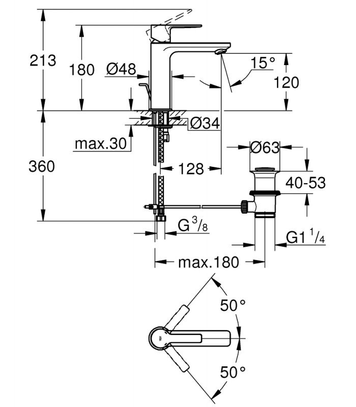 Смесителна батерия за умивалник Grohe Lineare (1)