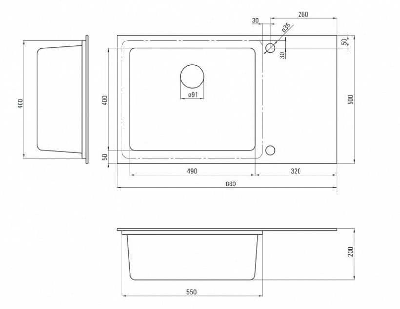 Умивалник за кухня Capella White Metallic Graphite (1)