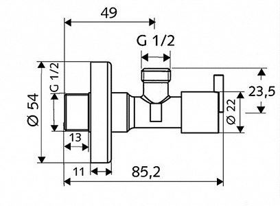 Спирателен ъглов кран Pint Schell (1)